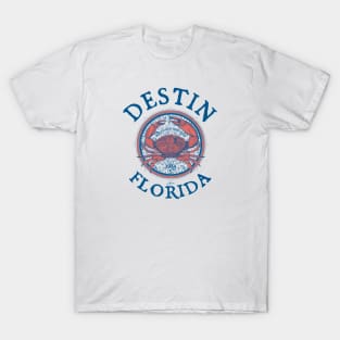 Destin, Florida, with Stone Crab on Wind Rose T-Shirt